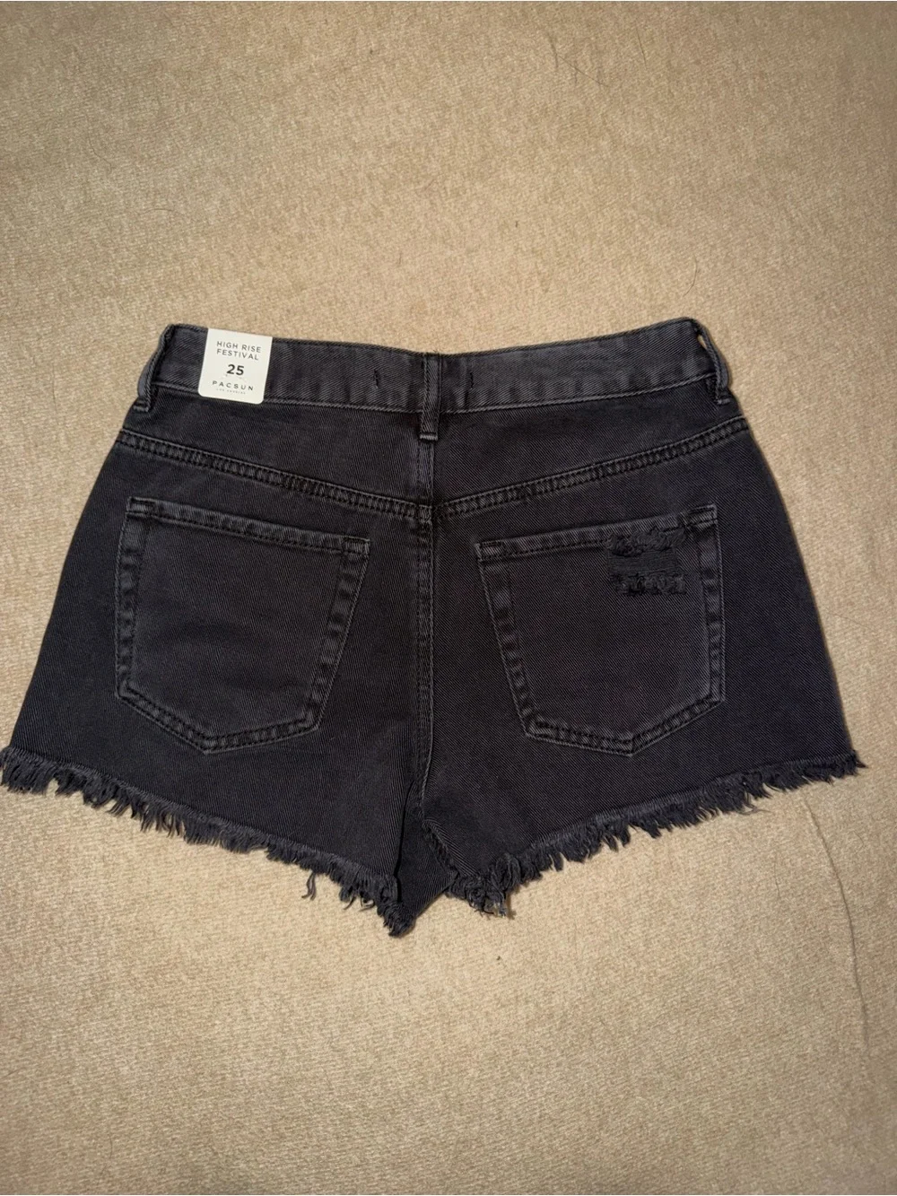 NEW Pacsun Size 25 High Rise Festival Black Jean Shorts - Picture 2 of 4